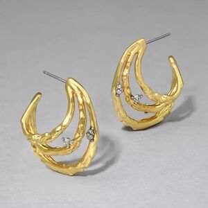 Alexis Bittar Brut Gold Crystal Thorn Orbit Hoop Earrings